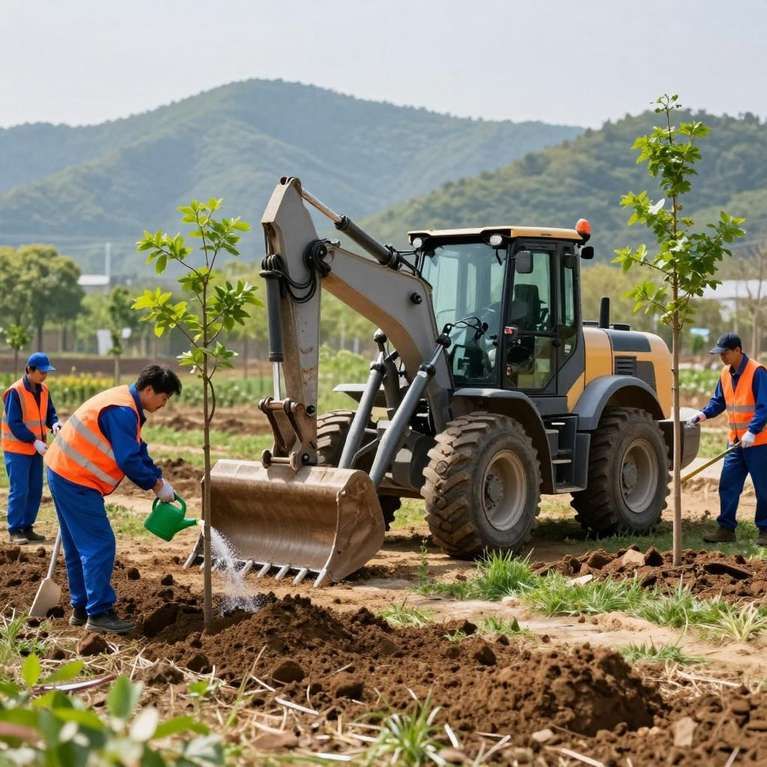 植树节现场｜钢铁重铲忙碌 植树播绿绣春光