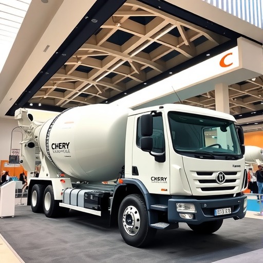 奇瑞商用车新能源搅拌车亮相拉斯维加斯混凝土世界博览会