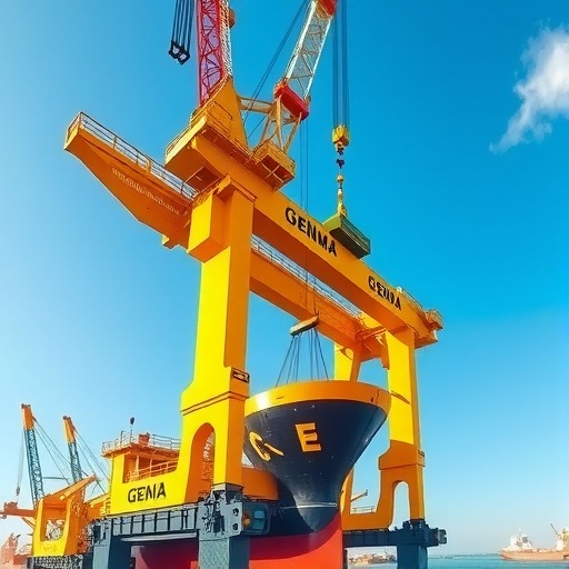 GENMA1800吨造船龙门吊成功吊装