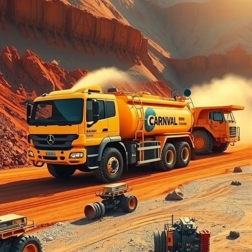 三一首批136吨混合动力矿用洒水车正式投运巴西淡水河谷矿区