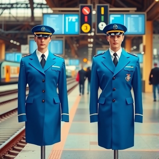 两位不同国籍的列车长，同穿蓝色系制服！