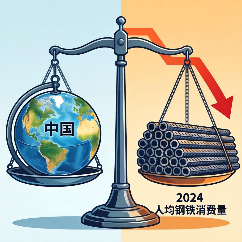2024年中国人均钢材表观消费量降至601.1千克，排名全球第三