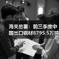海关总署：前三季度中国出口钢材8795.5万吨，同比增9.2%（图4）