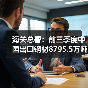 海关总署：前三季度中国出口钢材8795.5万吨，同比增9.2%