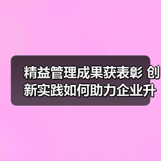 精益管理成果获表彰 创新实践如何助力企业升级(图2) 精益管理成果获表彰 创新实践如何助力企业升级(图2)