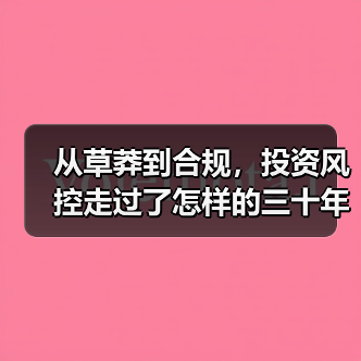 从草莽到合规，投资风控走过了怎样的三十年？